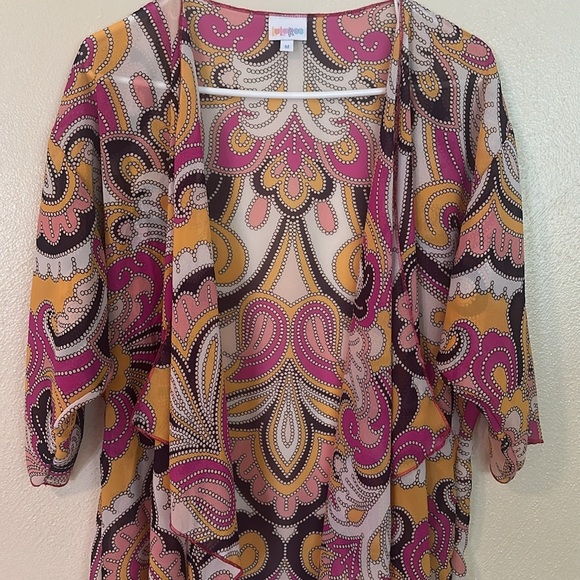 Lularoe Kimono Cardigan Size Medium Multicolor Open Front Flowy Relaxed Fit - Picture 2 of 12